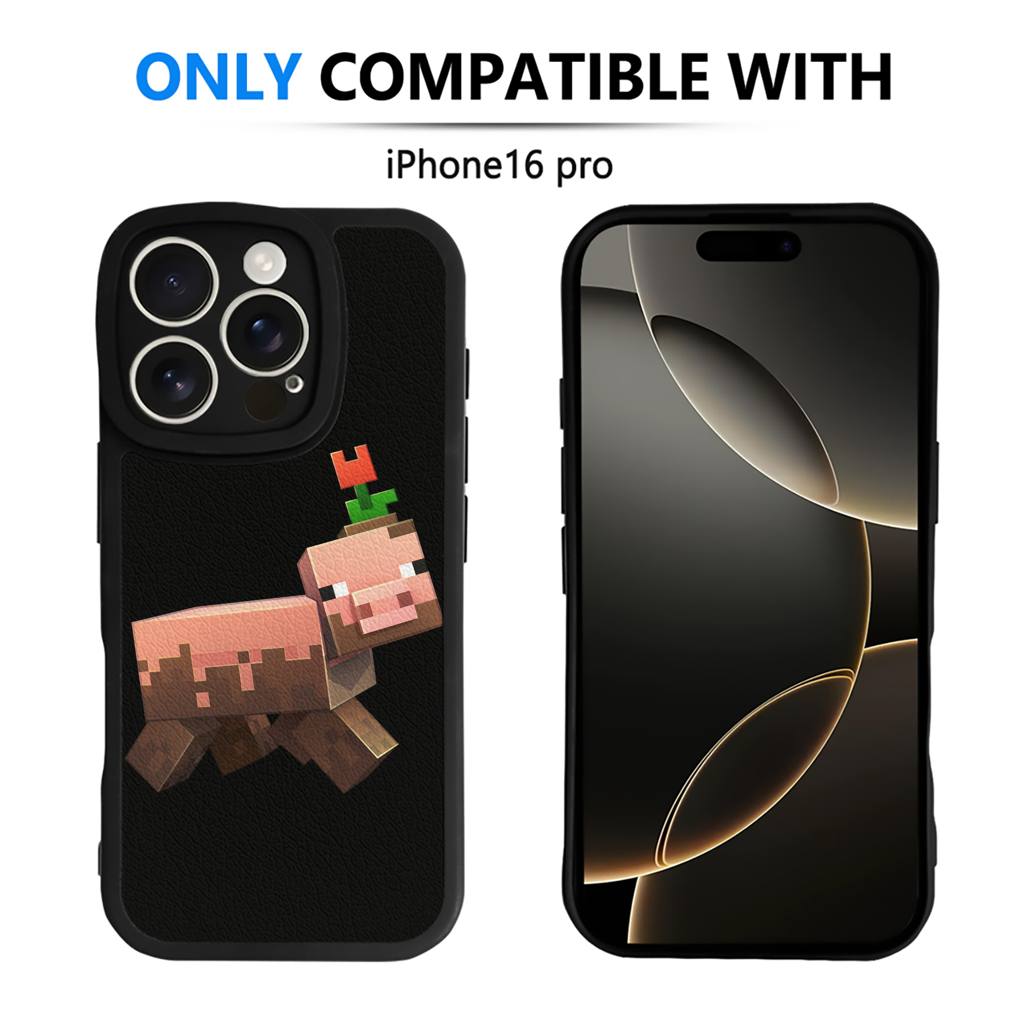 （画像用） マインクラフト ブロックの世界 Minecraft MC Block world 【iPhone 16シリーズ対応】シリコンスマホケース（レザー調） 材質：シリコン